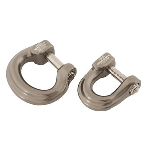Compact shackle bow shape replacements for carabiners, ideal for tree surgeons ensuring strength and durability.