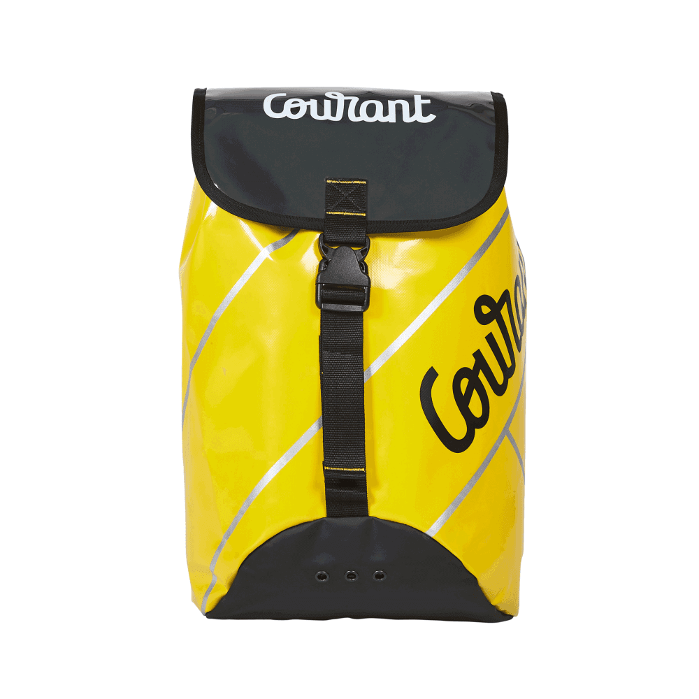 Courant Cargo 40L Climbing Rope Bag in yellow and black, designed for climbers and tree surgeons, durable and spacious.