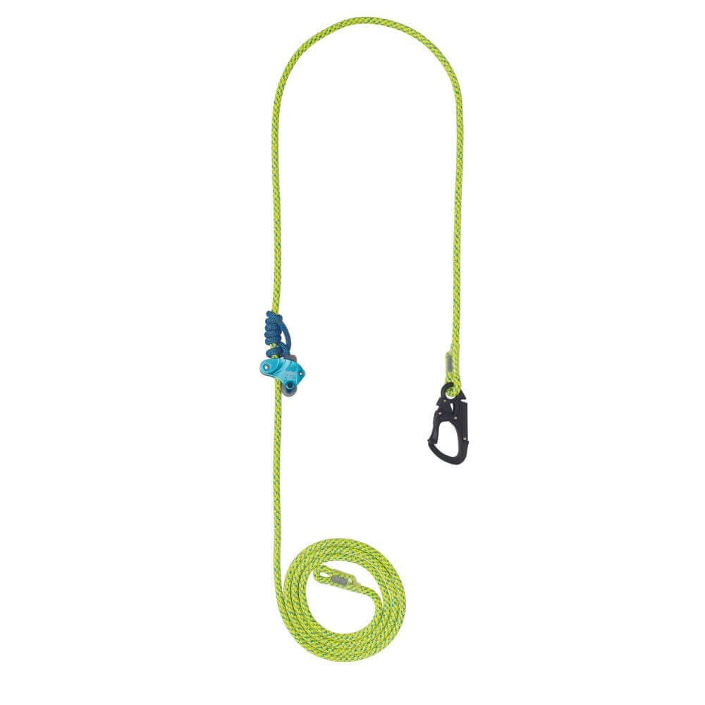 Flexbee V2 Snapo Prusik Rope Lanyard in vibrant green with a carabiner for tree surgeons and arborists.
