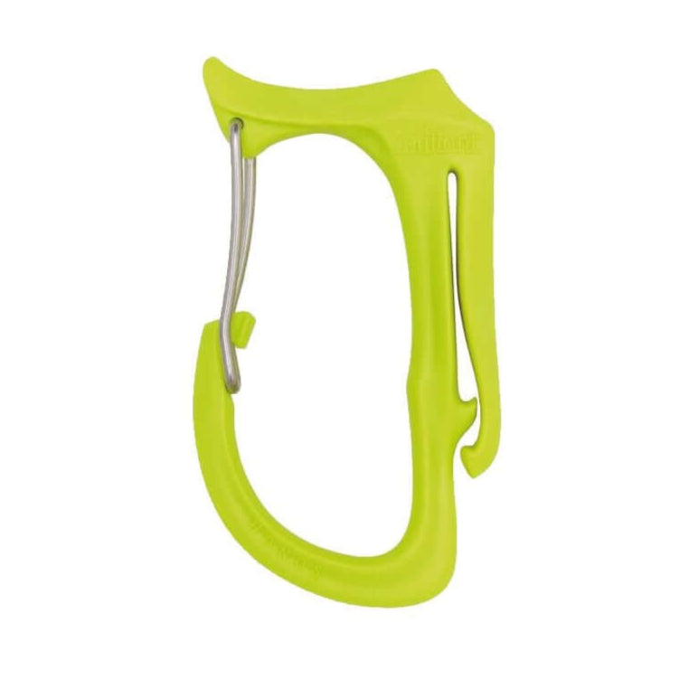 Honos Tool Carry Clip Small in bright green, a reliable toolholder for tree surgeons and outdoor adventurers.