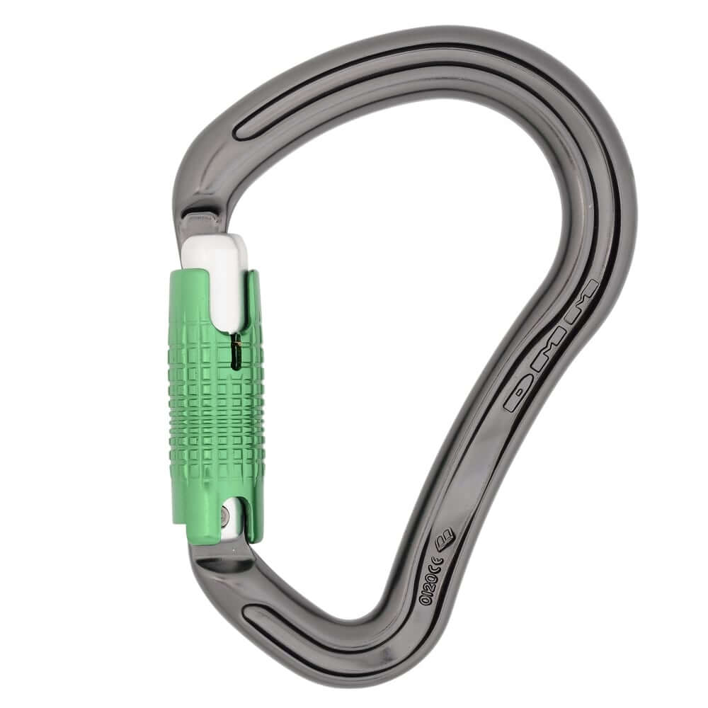 DMM Boa Locksafe Carabiner featuring keylock nose and Taperlock mechanism, ideal for climbers and tree surgeons.