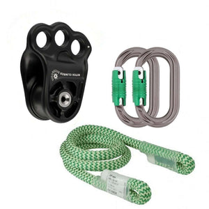 DMM Hitch Climber Eccentric kit with pulley, carabiners, and hitch cord for tree surgeons.