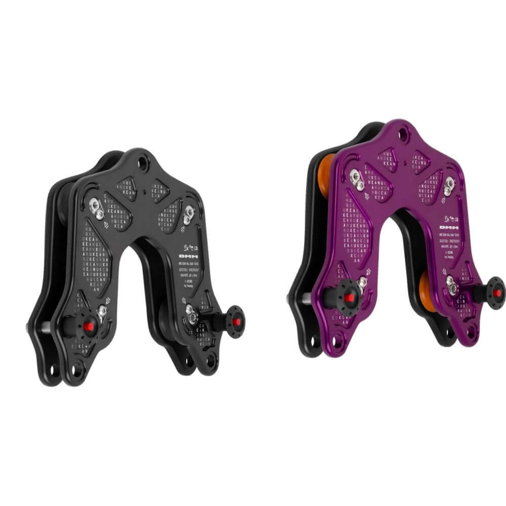 Keanu Trolley in black and purple, designed for tree surgeons and rescue teams, featuring innovative rigging solutions.