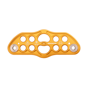 DMM Keanu Trolley Rig Plate in orange, designed for tree surgeons and highline rigging operations.