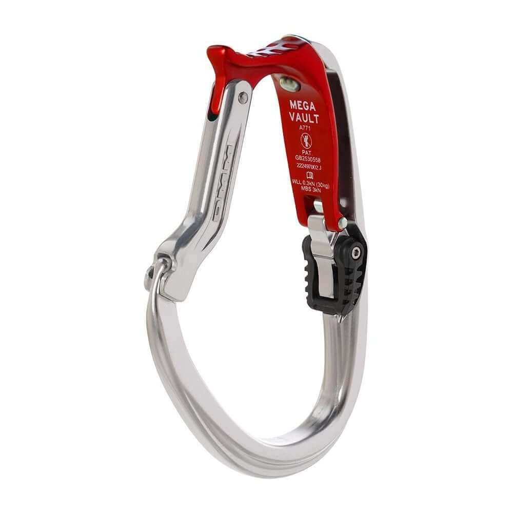 DMM Mega Vault carabiner, essential tool for tree surgeons, ideal for safe tool carrying and easy access.