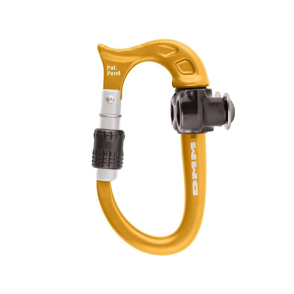 DMM Micro Vault Tool Holder, yellow climbing gear, secure gear storage for tree surgeons, lockable, compact design.
