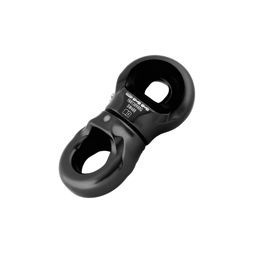 DMM Mini Swivel in matt grey, ideal for tree surgeons to prevent rope twisting and maintain load efficiency.