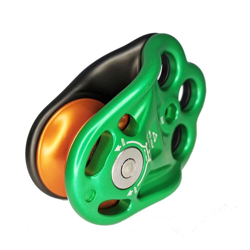 DMM Rigger Pulley for tree surgeons, featuring robust design with hot forged swing-cheek and in-built rigging plate.