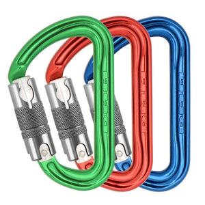 DMM Shadow 3 Pack Locksafe Carabiner set in green, red, and blue, ideal for tree surgeons and climbing.
