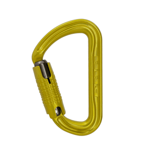 DMM Shadow Locksafe Carabiner in yellow, ideal for tree surgeons, lightweight yet strong for climbing and safety.