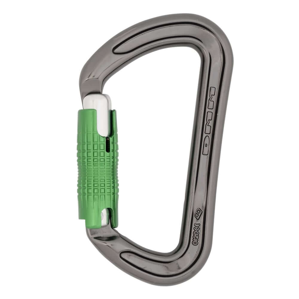 DMM Zodiac Locksafe Karabiner, robust offset D shape, ideal for tree surgeons and fall arrest scenarios.