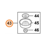 STIHL parts diagram showing components 43, 44, 45, and 46 for brushcutters and maintenance tools.