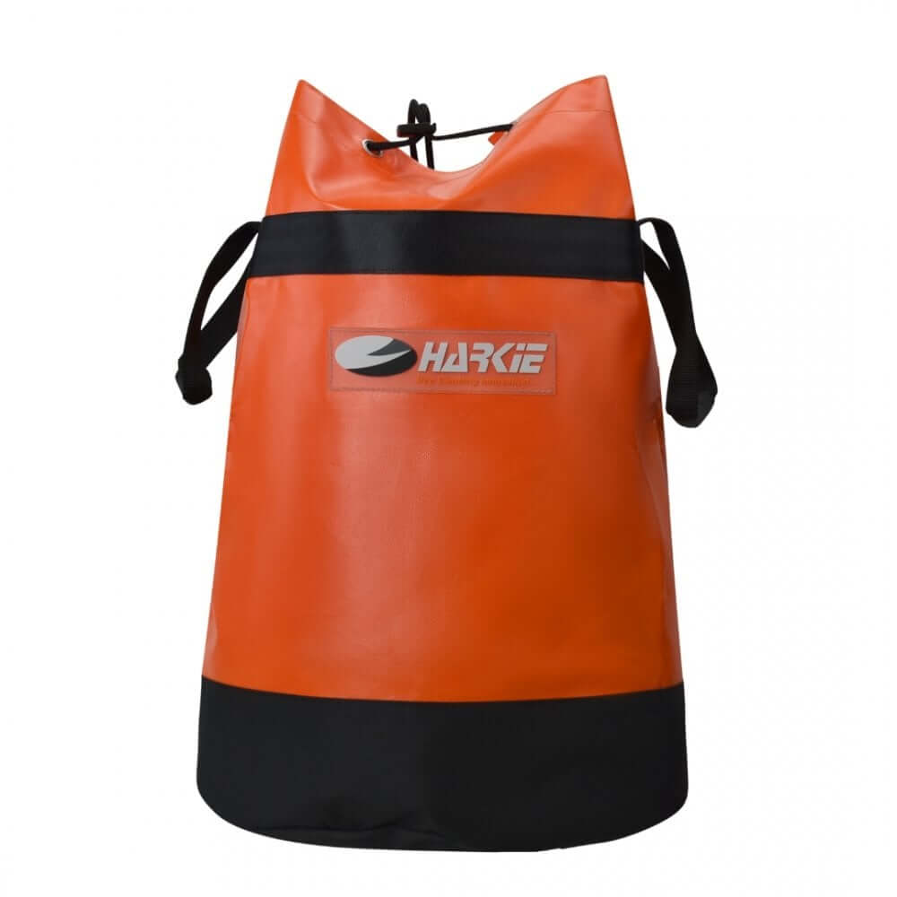 Harkie Hero Climbing Rope Bag in orange, waterproof, durable, ideal for tree surgeons and transport gear securely.