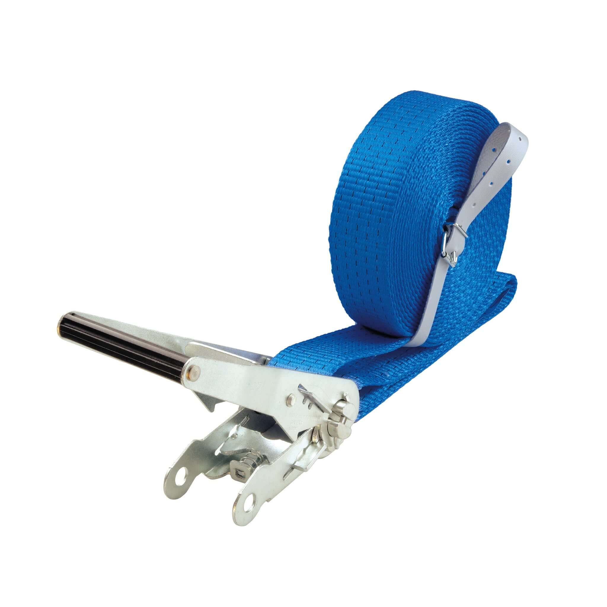 High-quality blue strap with a tensioning device, ideal for tree surgeon applications and secure rigging.