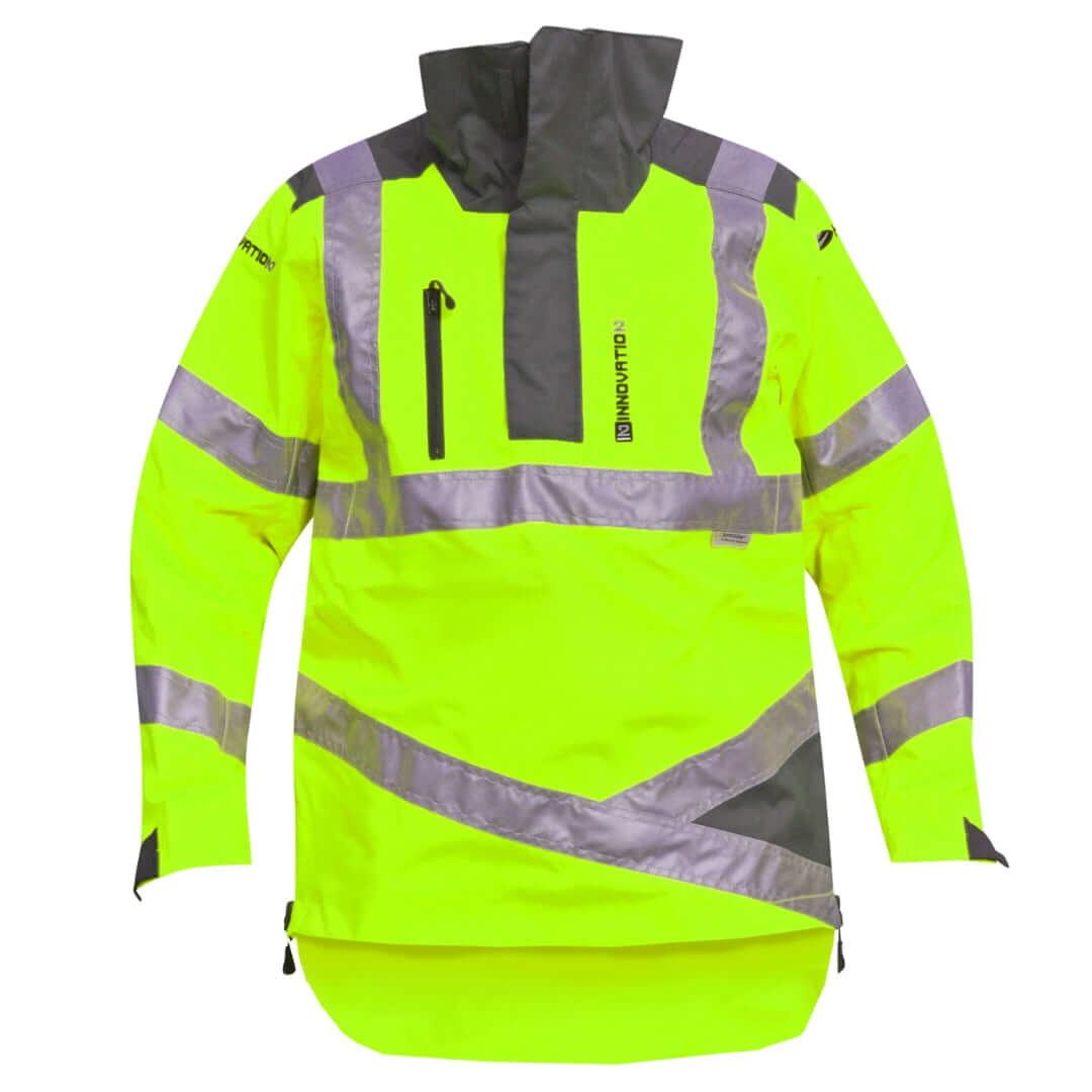 Harkie Innovation II Smock in Hi-Vis Yellow for tree surgeons, featuring breathable, waterproof RainBlok fabric.