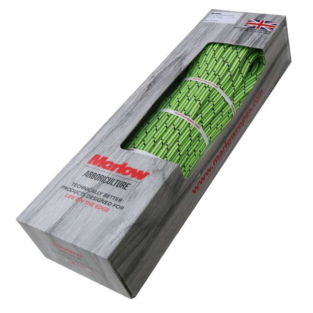 Marlow Vega Grey & Green Climbing Rope packaging, 11.7mm, durable rope for tree surgeons and climbers.