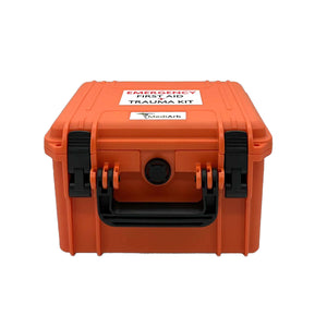 MediArb First Aid Trauma Kit designed for tree surgeons, waterproof, rugged case for emergency injuries.