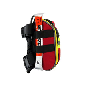 MediArb Rescue Trauma Pouch in red with elasticated pockets for tree surgeon emergency kits.
