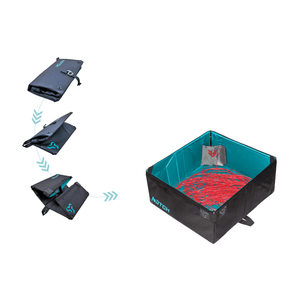 Notch Throwline Popbox: innovative storage for tree climbing throwlines with a spring-loaded pop-up design.