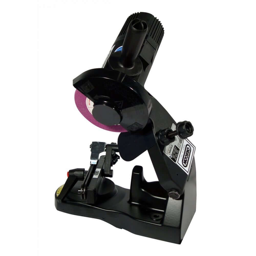 OREGON Bench Mini Chain Grinder for sharpening chainsaws efficiently, essential tool for tree surgeons and woodcutting.