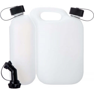Oregon Combi Fuel Oil Can: 5L fuel and 3L oil storage, transparent design for tree surgeon equipment.