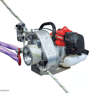 PCW4500 Petrol Pulling Winch for tree surgeons with rope, compact design for powerful performance.