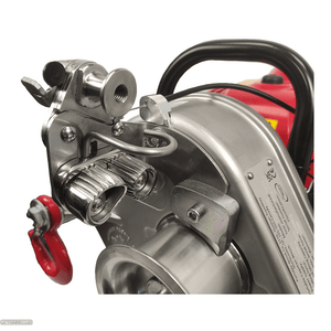 Close-up of the PCW4500 Petrol Pulling Winch connector and hook, ideal for tree surgeon tasks.