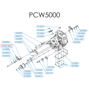 PCW5000 parts diagram illustrating components and labels for assembly and maintenance.