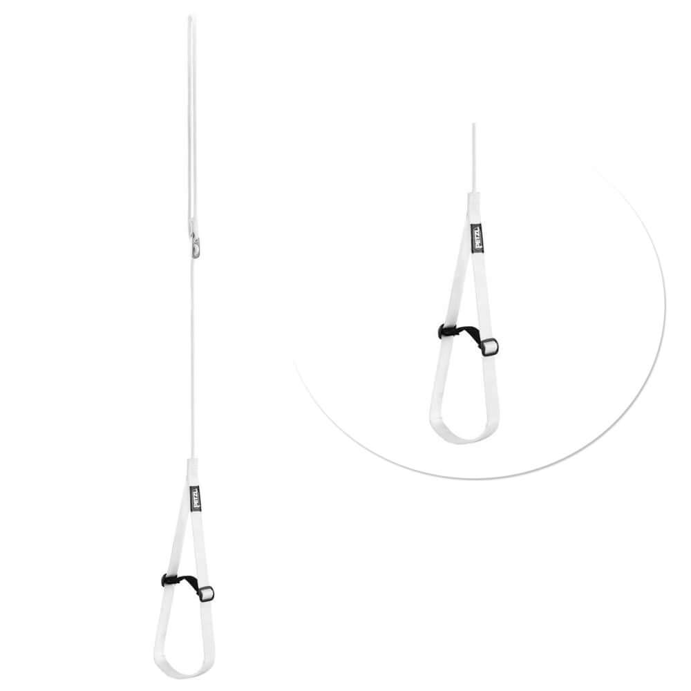 A white footcord foot loop ascender designed for rope ascents in climbing and caving, made of durable 100% Dyneema fiber.