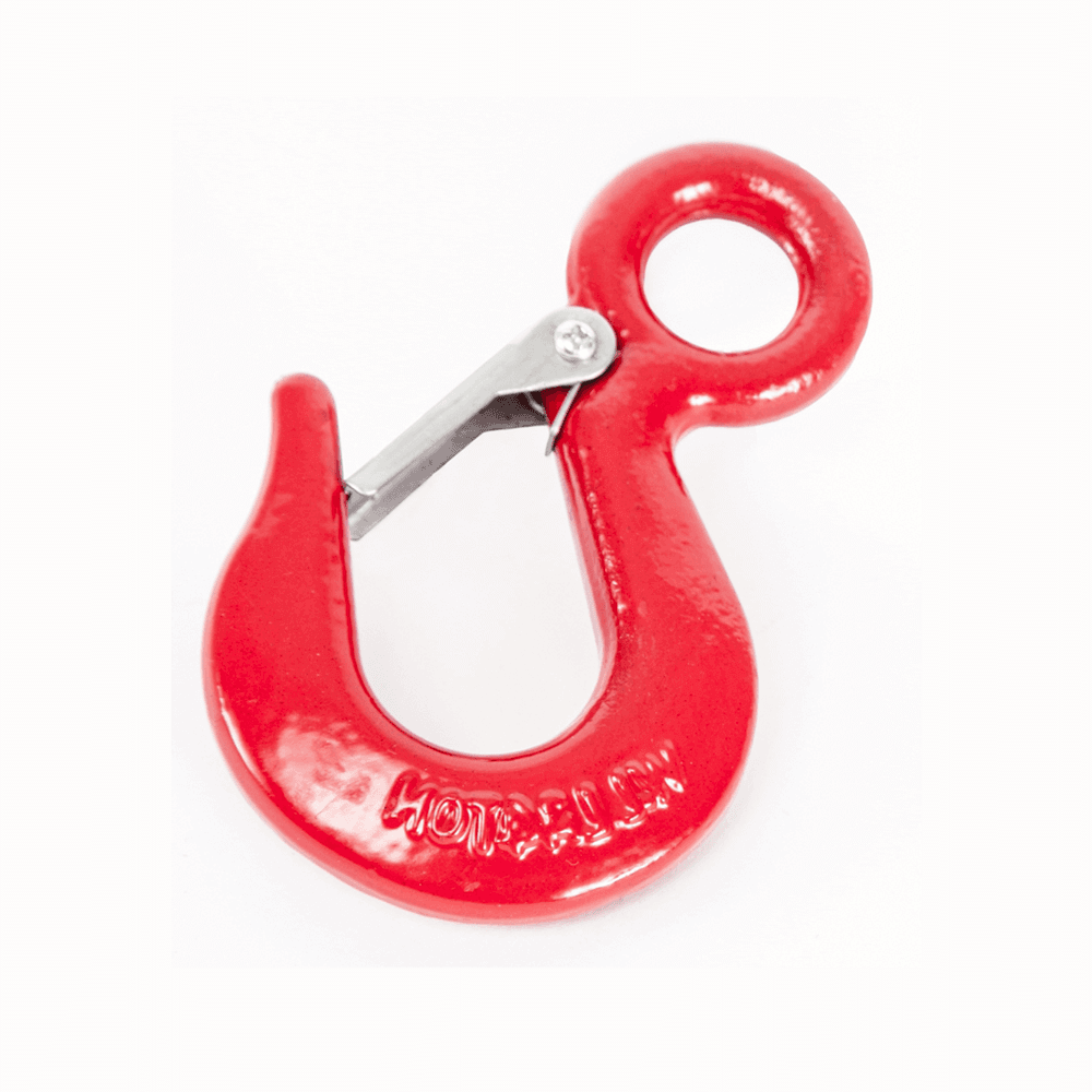 Portable winch captive eye hook for tree surgeons, designed for safety and efficiency in heavy load pulling.