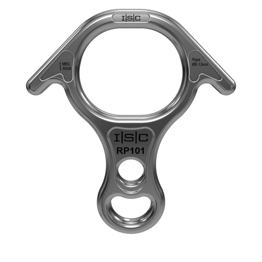 ISC Large Figure 8 Stainless Steel Descender, durable and reliable for tree surgeons, ideal for controlled descents and abseiling.