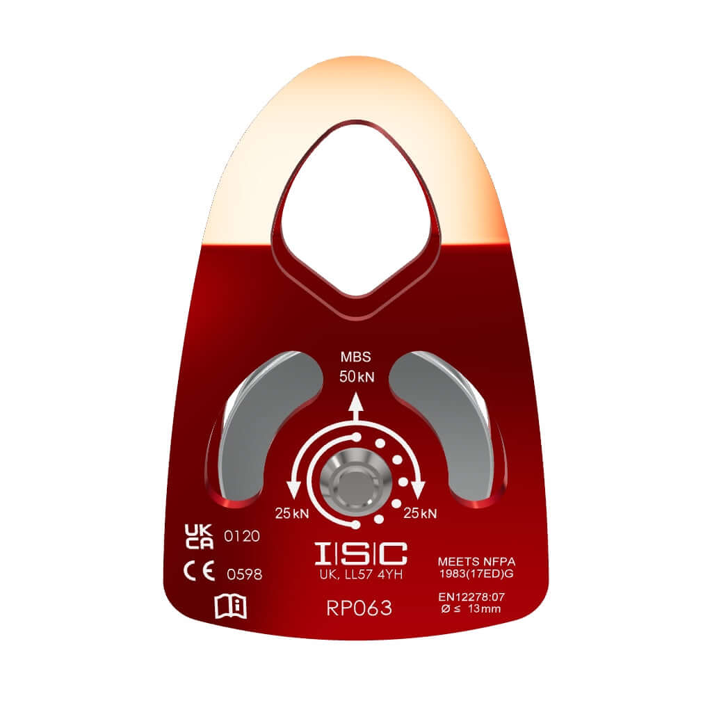 ISC Medium Single Prussik Aluminium Pulley for climbing, 13mm rope capacity, lightweight, durable, ideal for tree surgeons.