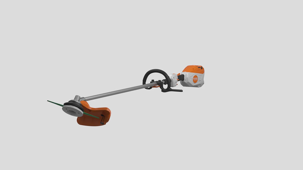 FSA 80 Cordless Trimmer showing the cutting head and handle in a sleek design for efficient grass trimming.