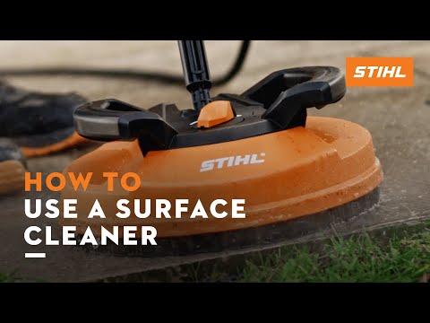 STIHL RA 110 Surface Cleaner in use, effectively cleaning a patio surface with minimal effort.