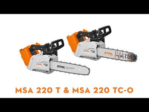 STIHL MSA 220 T and MSA 220 TC-O cordless chainsaws for professional arborists and tree surgeons.