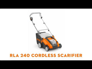 RLA 240 Cordless Battery Scarifier and Aerator for effective lawn care and rejuvenation.