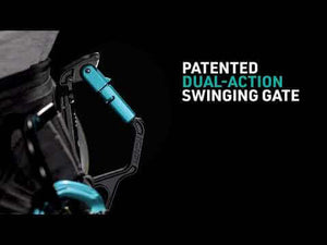 Close-up of Notch Swinger Tool Clip with patented dual-action swinging gate for tree surgeons.