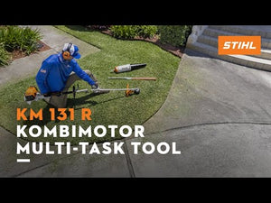 STIHL KM 131 R Kombi Engine being used as a multi-task tool for landscaping, ideal for tree surgeons.