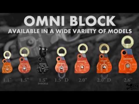 Omni Block 1.5 Single Pulley and other models displayed for tree surgeon use.