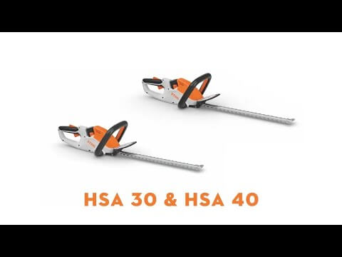 HSA 30 Cordless Hedge Trimmer 18" and HSA 40 displayed together on white background.