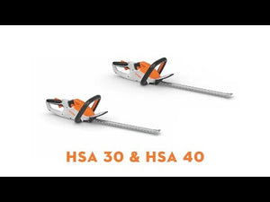 HSA 30 Cordless Hedge Trimmer 18" and HSA 40 displayed together on white background.