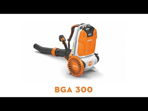 BGA 300 Cordless Backpack Leaf Blower showcasing its powerful design and features for professional landscaping.