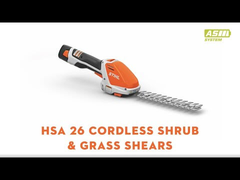 STIHL HSA 26 cordless shrub and grass shears, ideal for tree surgeons and home gardening.