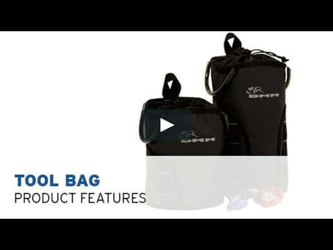 Two DMM tool bags, 4L and 6L sizes, designed for tree surgeons to carry climbing equipment to worksites.
