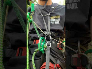 Person wearing the Nate Chest Harness Kit for SRT ascending, showcasing its comfort and adjustment features.