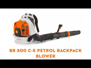STIHL BR 800 C-E Petrol Backpack Leaf Blower showcasing advanced design and powerful performance.