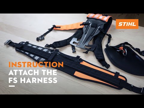STIHL FS harness setup with adjustable straps and durable design for tree surgeons and landscaping professionals.