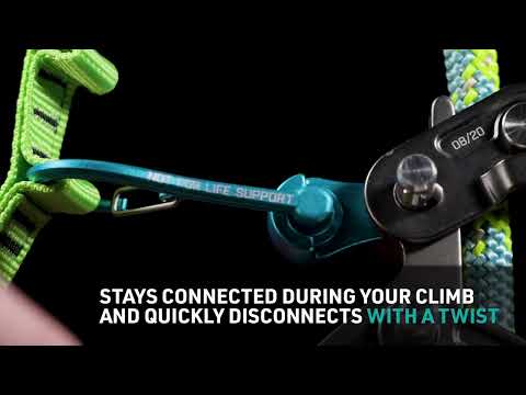 Magneato Rope Runner Connector showing secure magnetic chest harness attachment for climbing.