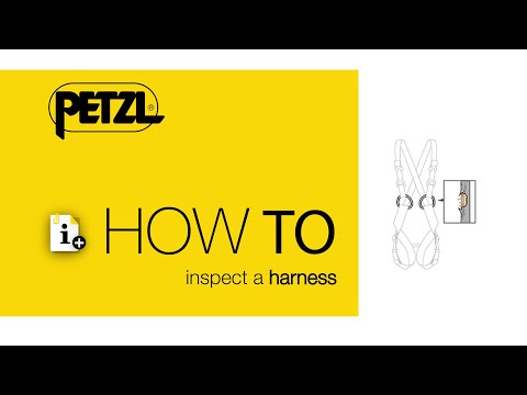 Petzl instructional image on how to inspect a chest harness for tree surgeons.