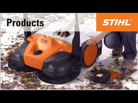 STIHL KGA 770 cordless sweeping machine being used for efficient debris collection in outdoor spaces.